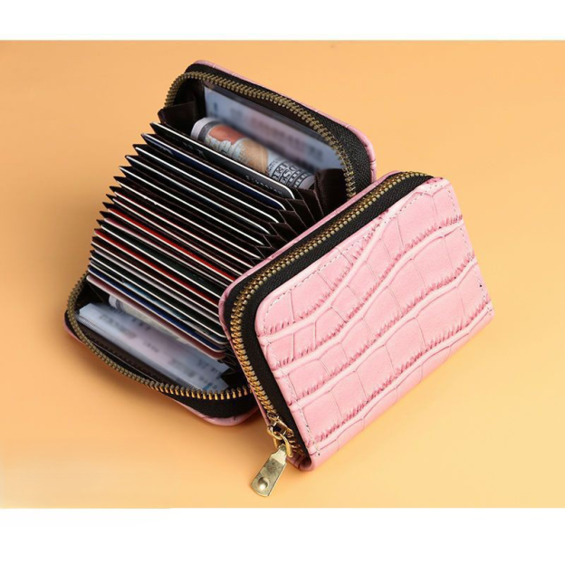 Crocodile Leather Card Case for Female Students-Zdaazd