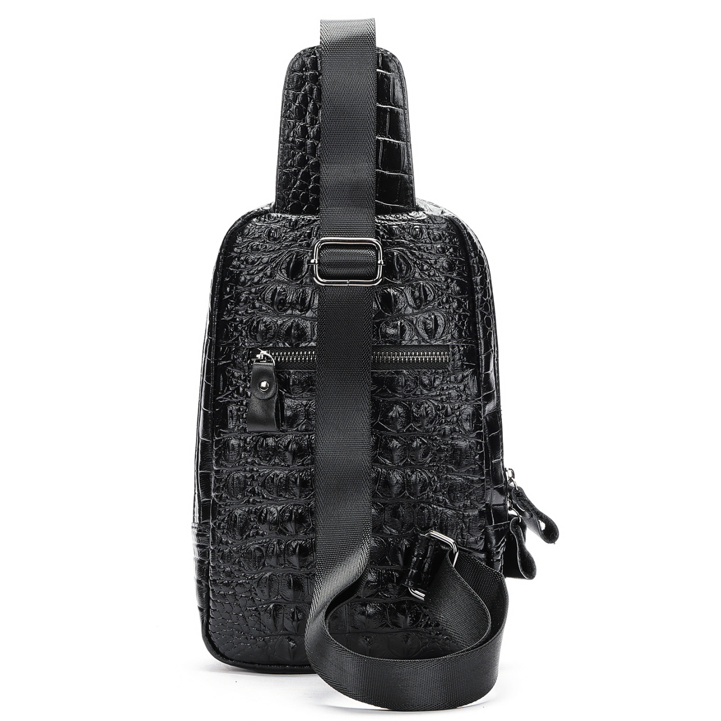 Casual Men's Chest Bag Crocodile Leather Zipper Crossbody Bag-Zdaazd