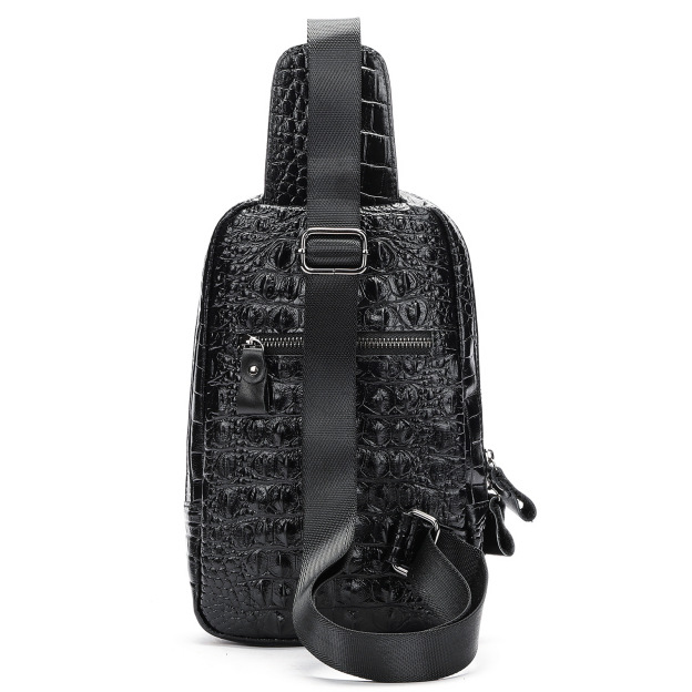 Casual Men's Chest Bag Crocodile Leather Zipper Crossbody Bag-Zdaazd
