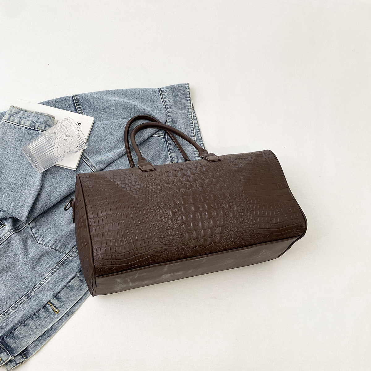 Short trip bag large capacity crocodile leather waterproof man-Zdaazd