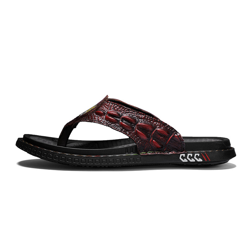 Crocodile Leather Thongs Breathable Casual Men's Shoes-Zdaazd