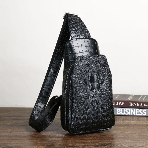 Crocodile Leather Chest Bag Shoulder Bag Slanting Cross Men's Bag-Zdaazd