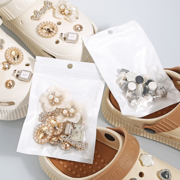 Hole shoes accessories diy pearl metal rhinestone chain decorative buckle-Zdaazd