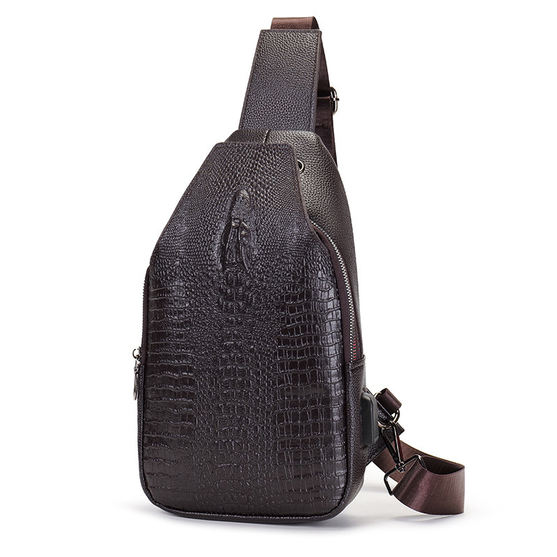 Crocodile Leather Chest Bag Crossbody Men-Zdaazd
