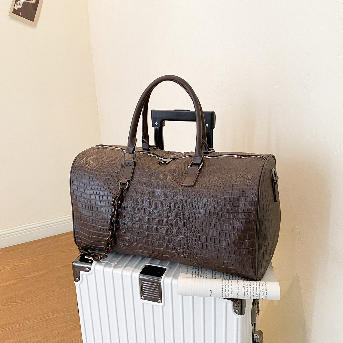 Short trip bag large capacity crocodile leather waterproof man-Zdaazd