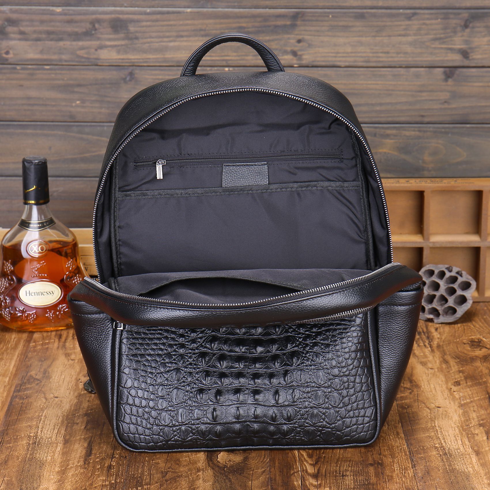 Crocodile leather simple leisure computer shoulder bag large capacity lightweight travel bag-Zdaazd