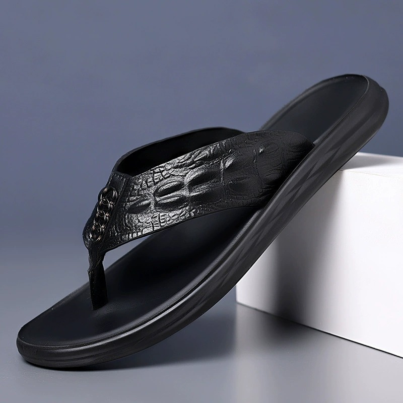  Crocodile Leather Fashion Flip Flops Clip Toe Beach Shoes Sandals-Zdaazd