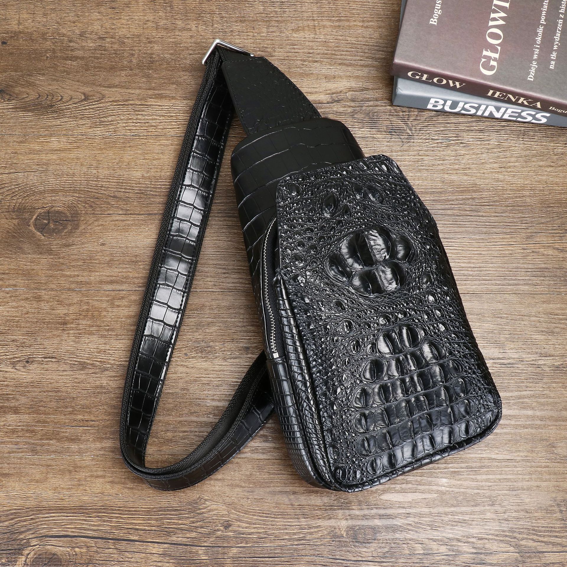 Crocodile Leather Chest Bag Shoulder Bag Slanting Cross Men's Bag-Zdaazd