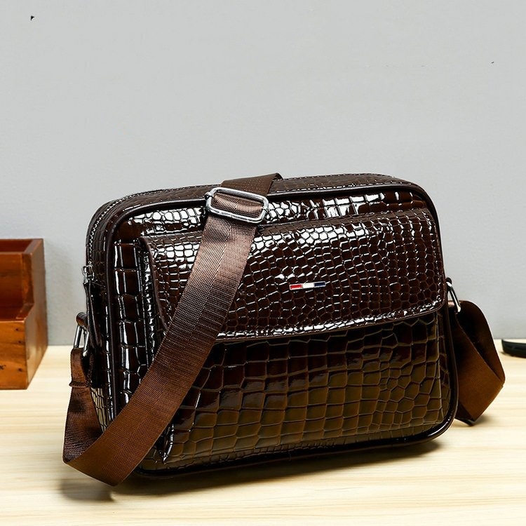 Crocodile leather men's and women's shoulder crossbody bag fashion shiny texture backpacks-Zdaazd