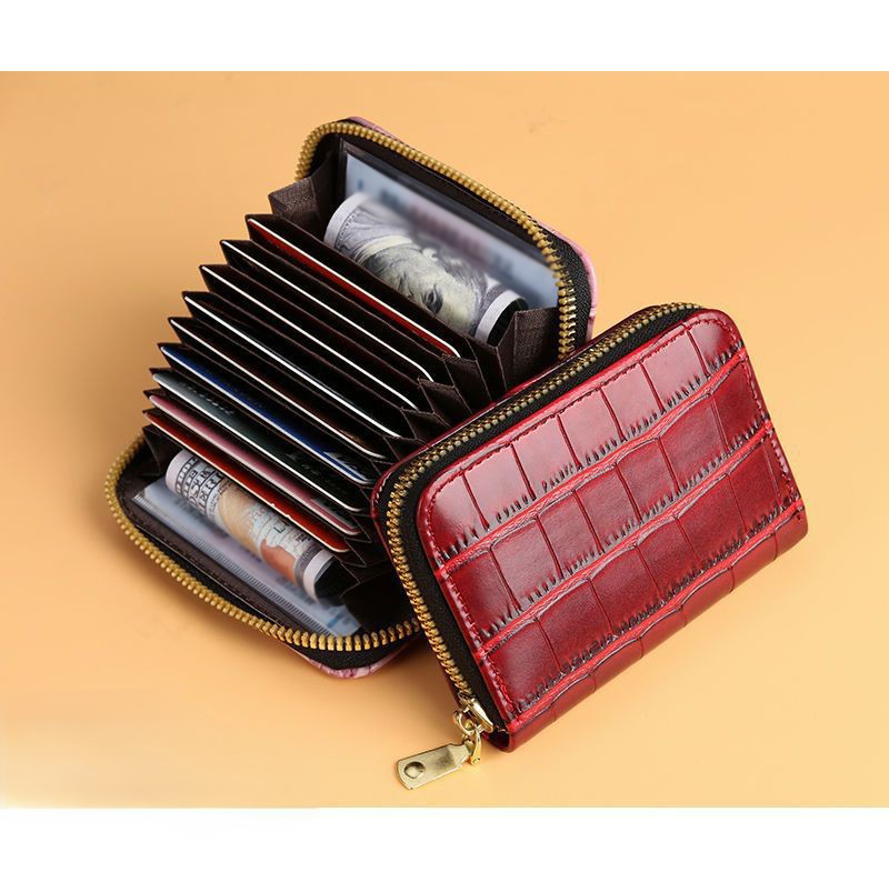Crocodile Leather Card Case for Female Students-Zdaazd