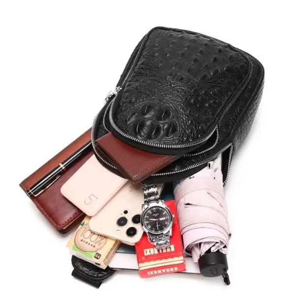 Crocodile Leather Men's Shoulder Chest Bag Crossbody Bag Men's-Zdaazd