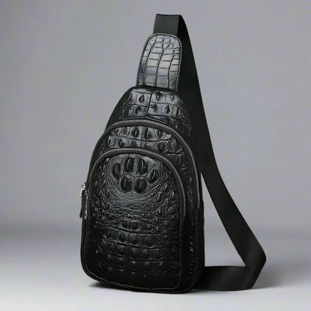 Crocodile Leather Men's Shoulder Chest Bag Crossbody Bag Men's-Zdaazd
