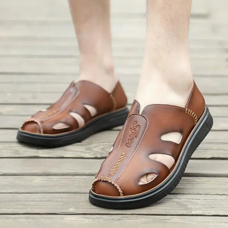 Outdoor leisure cowhide sports non-slip beach shoes-Zdaazd