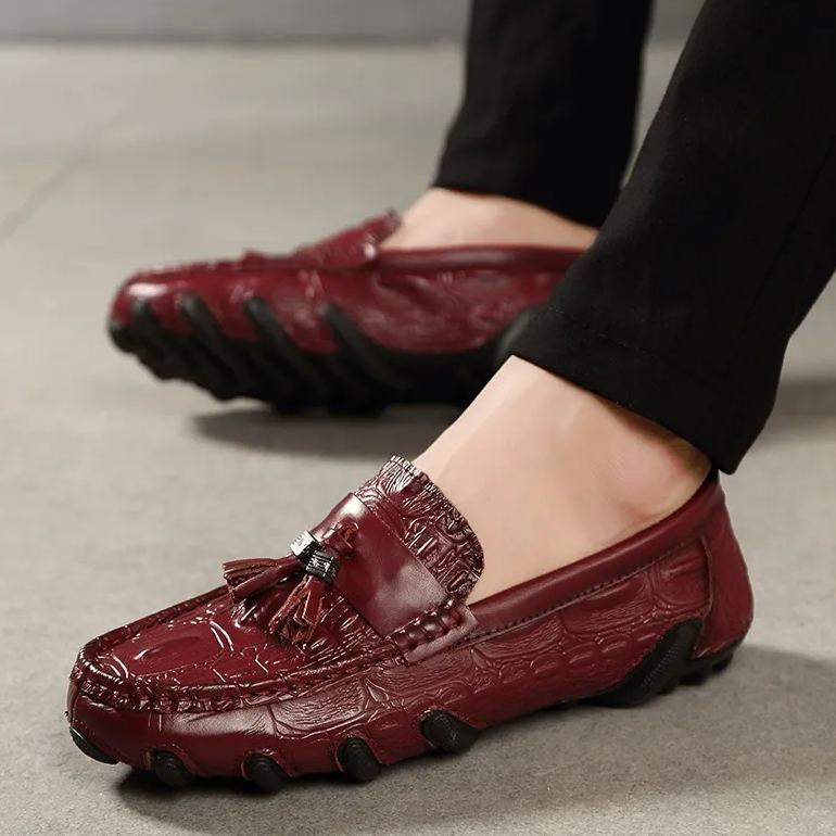 Spring, summer and autumn men's casual shoes crocodile pattern leather shoes-Zdaazd