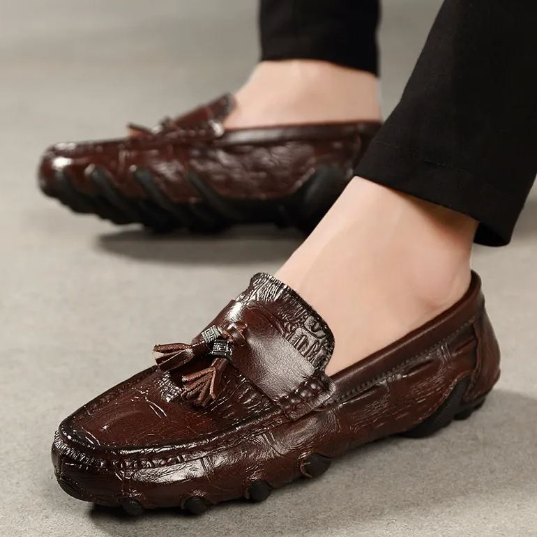 Spring, summer and autumn men's casual shoes crocodile pattern leather shoes-Zdaazd