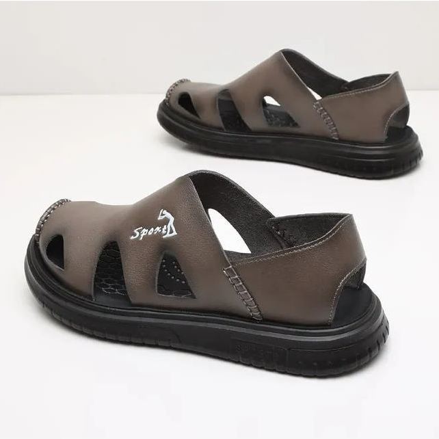 Waterproof non-slip soft sole breathable cowhide sandal slippers-Zdaazd