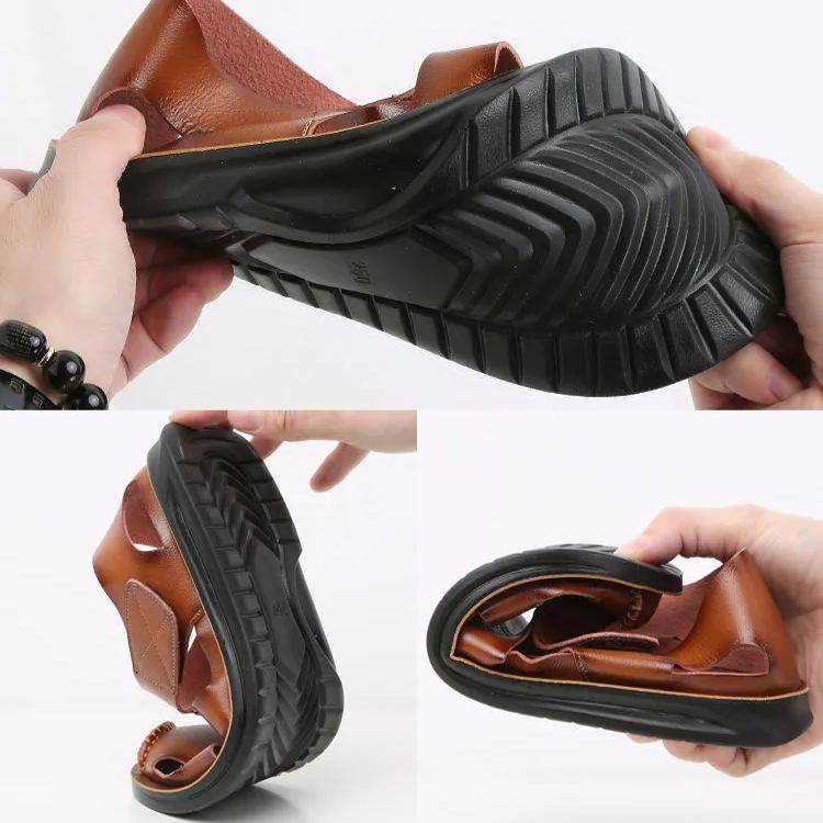 Cowhide soft sole two wear casual men's sandals-Zdaazd