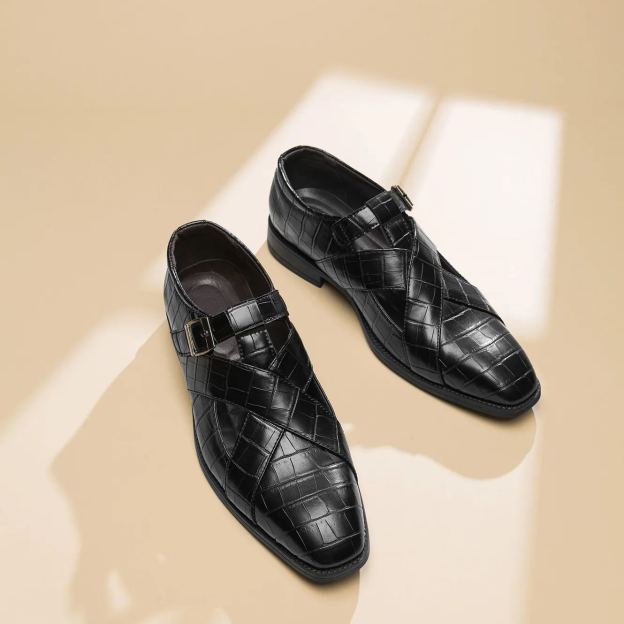  Crocodile Leather Baotou Men's Hollowed Out Summer Outside Sandals -Zdaazd