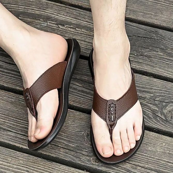 Summer cowhide beach casual sandals for men-Zdaazd