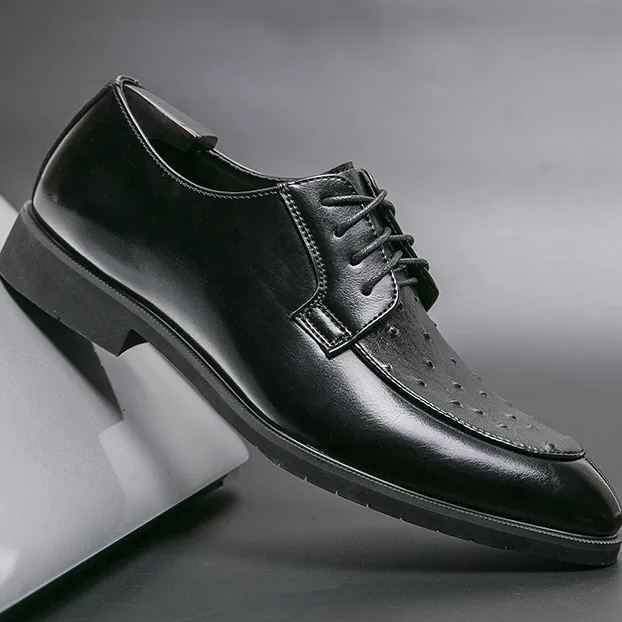Business casual ostrich leather lace-up shoes for men-Zdaazd