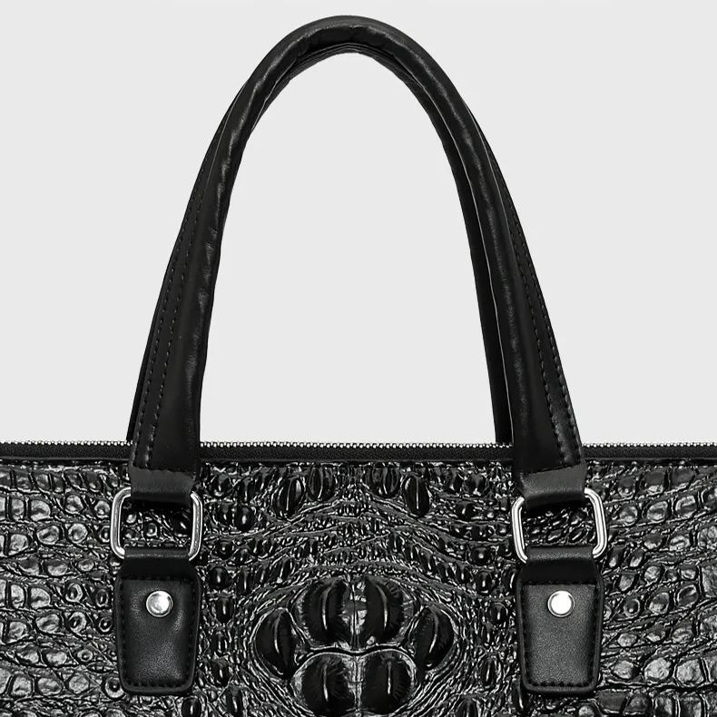 Crocodile Leather Handbag Men's Business Briefcase Crossbody Computer Bag-Zdaazd