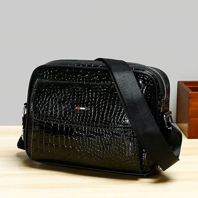 Crocodile leather men's and women's shoulder crossbody bag fashion shiny texture backpacks-Zdaazd