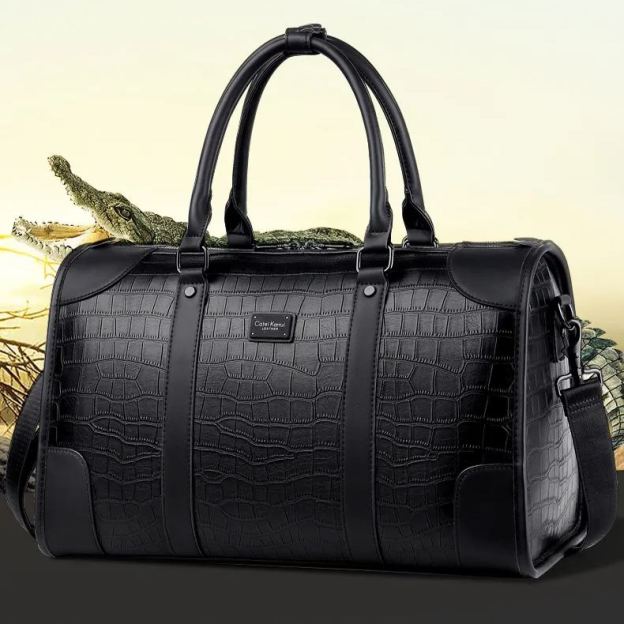   Large capacity long and short distance business travel business shoulder travel Crocodile   skinbag handbag-Zdaazd