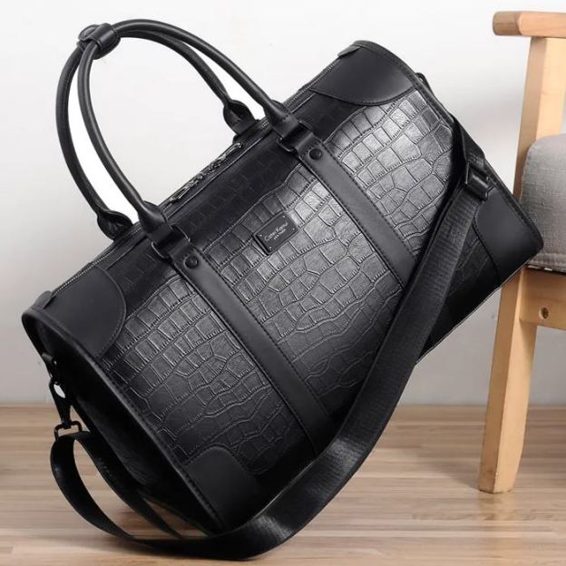   Large capacity long and short distance business travel business shoulder travel Crocodile   skinbag handbag-Zdaazd