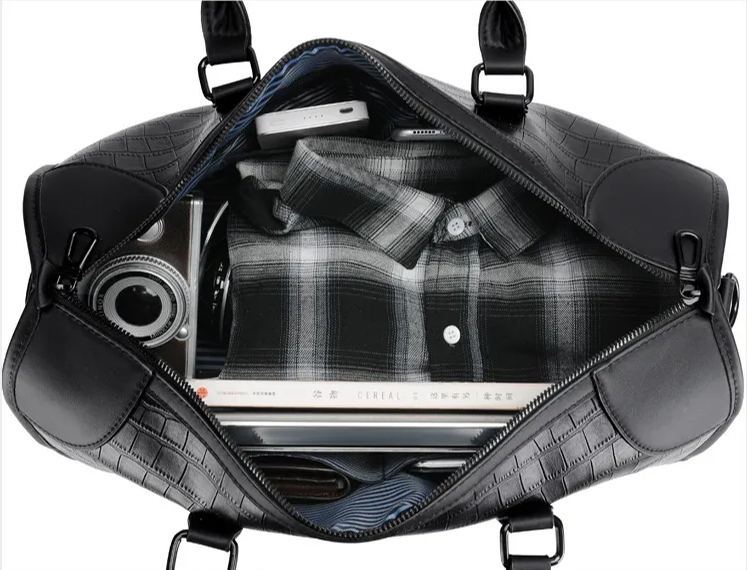   Large capacity long and short distance business travel business shoulder travel Crocodile   skinbag handbag-Zdaazd