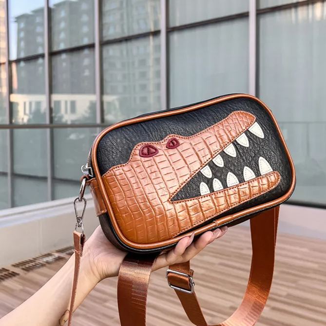 Crocodile Leather Cowhide Personalized Shoulder Slanting Small Square Bag-Zdaazd