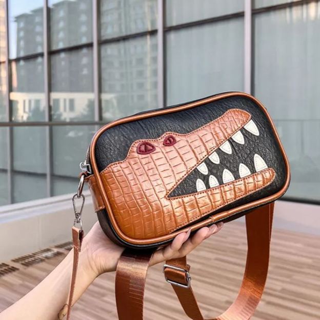Crocodile Leather Cowhide Personalized Shoulder Slanting Small Square Bag-Zdaazd