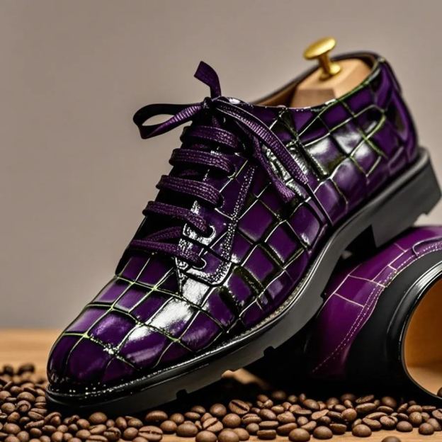 Crocodile Leather Thick Sole Casual Men's Leather Shoes