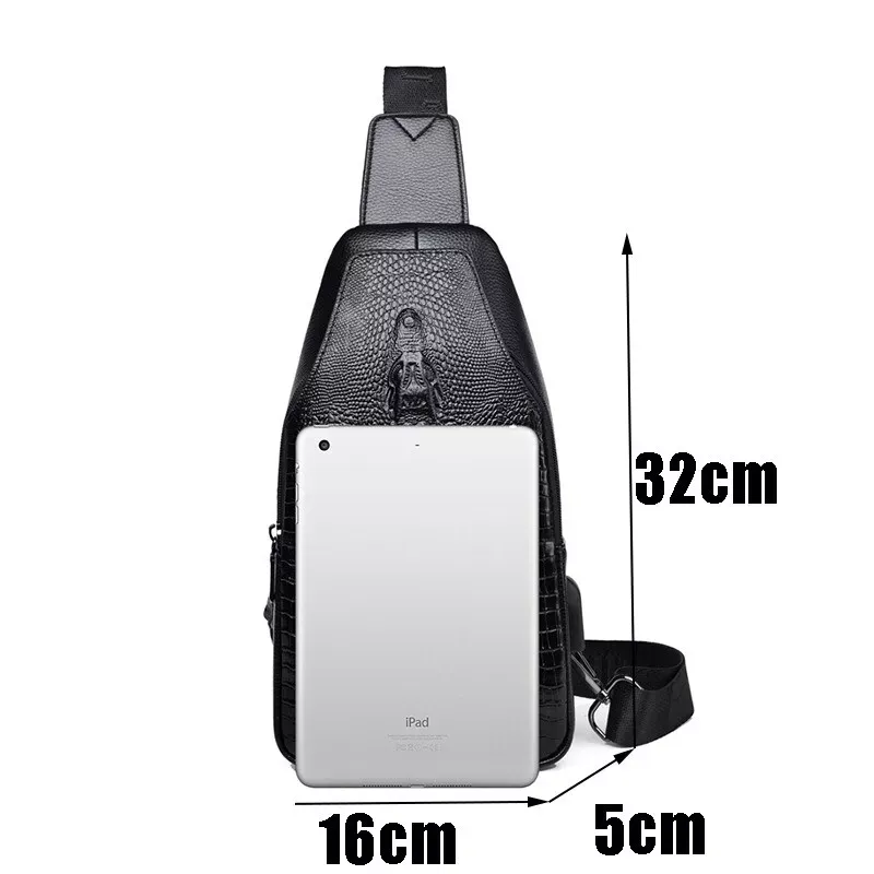 Crocodile leather chest bag shoulder bag crossbody bag for men-Zdaazd