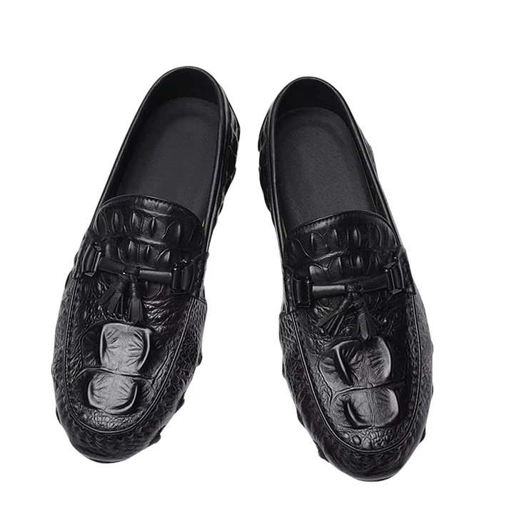 Crocodile print business casual loafers-Zdaazd