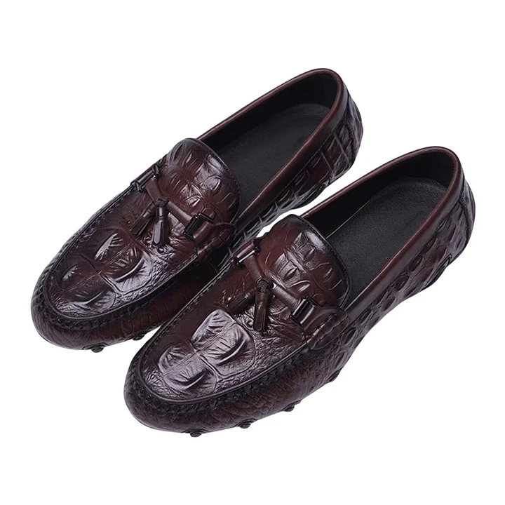 Crocodile print business casual loafers-Zdaazd