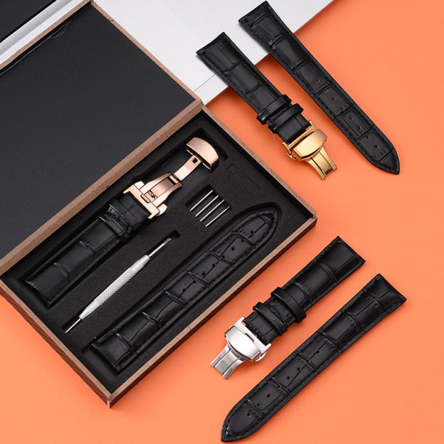 Butterfly buckle crocodile leather wristband-Zdaazd