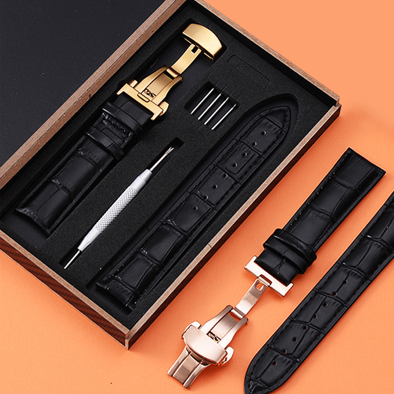 Butterfly buckle crocodile leather wristband-Zdaazd