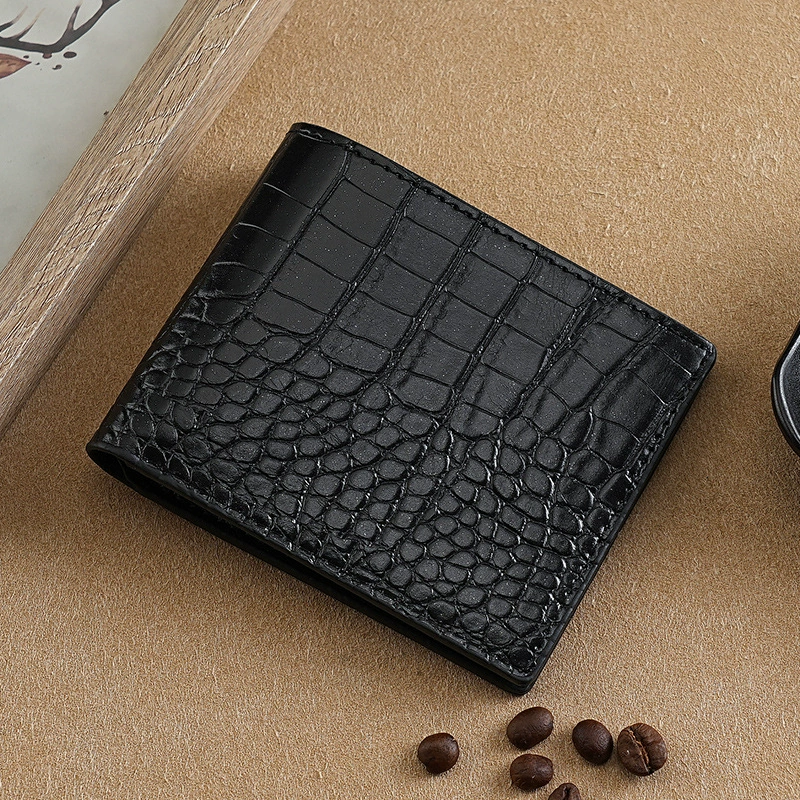 Crocodile leather men's short bifold wallet-Zdaazd