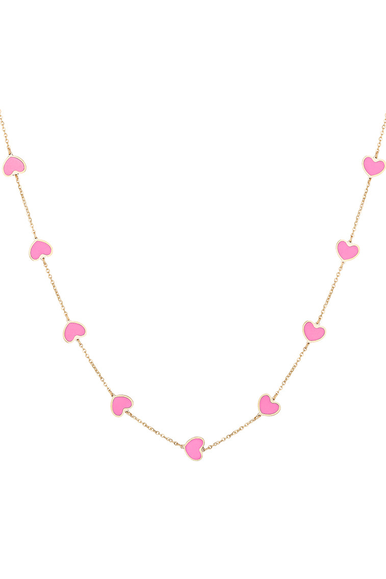 OUF! By Sara Love Pink Hearts 14k Gold Necklace-morningim