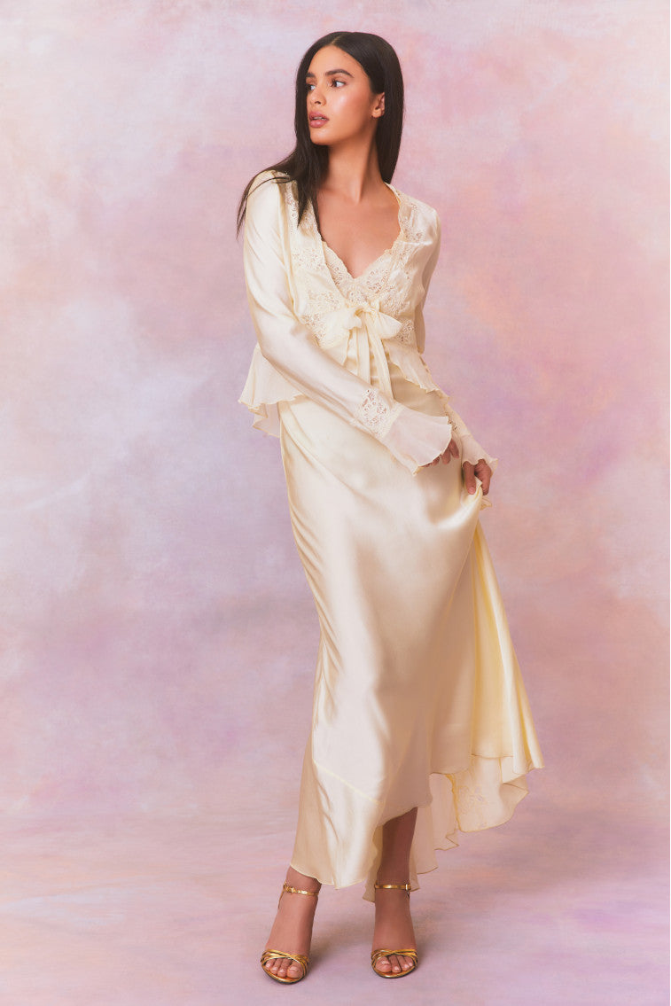 Vivetta Silk Charmeuse Tie Front Top-LIMEADE-morningim