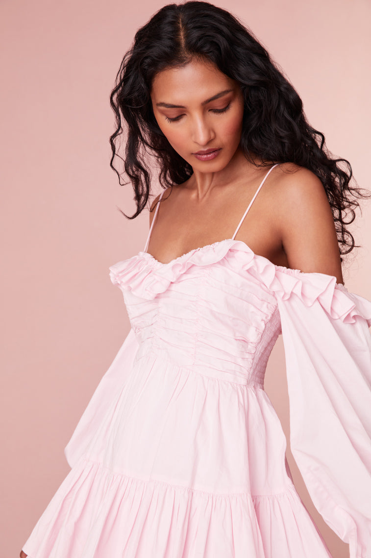 Zennia Off Shoulder Cotton Mini Dress-morningim