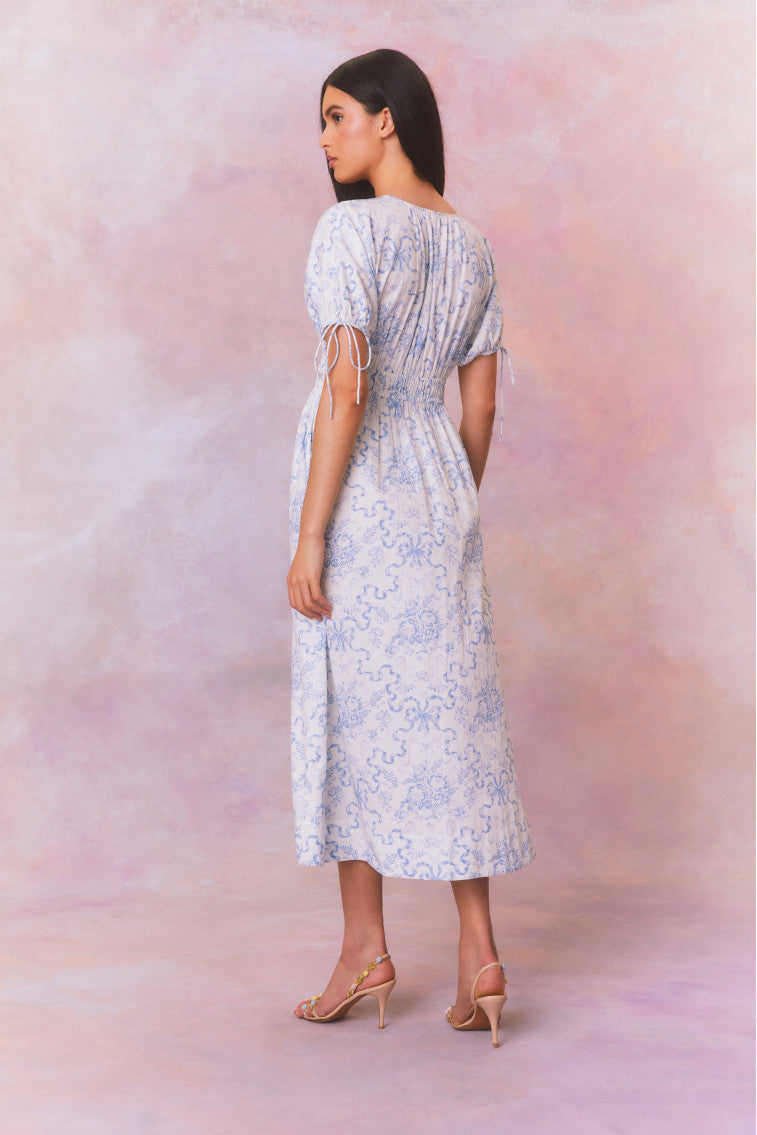 Mastey Bow Print Midi Dress-morningim