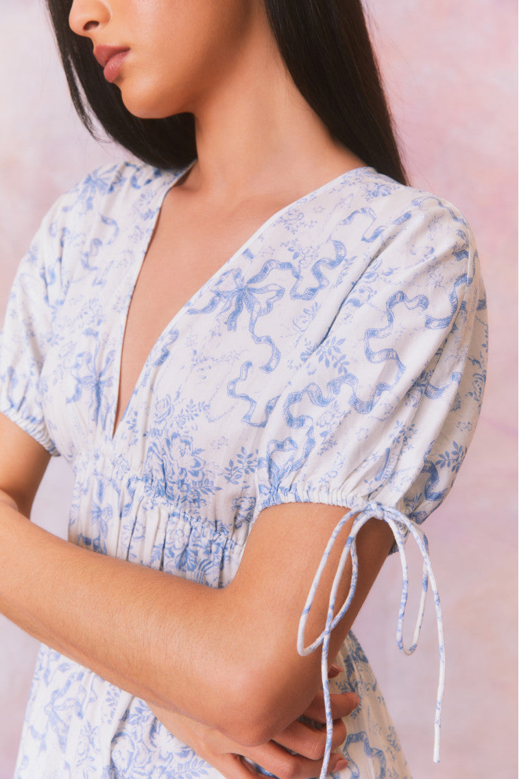 Mastey Bow Print Midi Dress-morningim