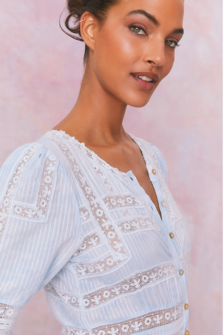 Minka Stripe Hand Dye Lace Maxi Dress-morningim