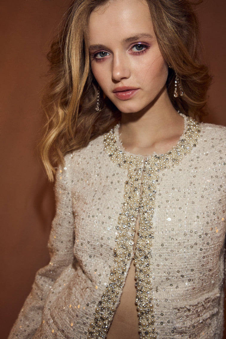 Vintra Embellished Tweed Jacket-morningim