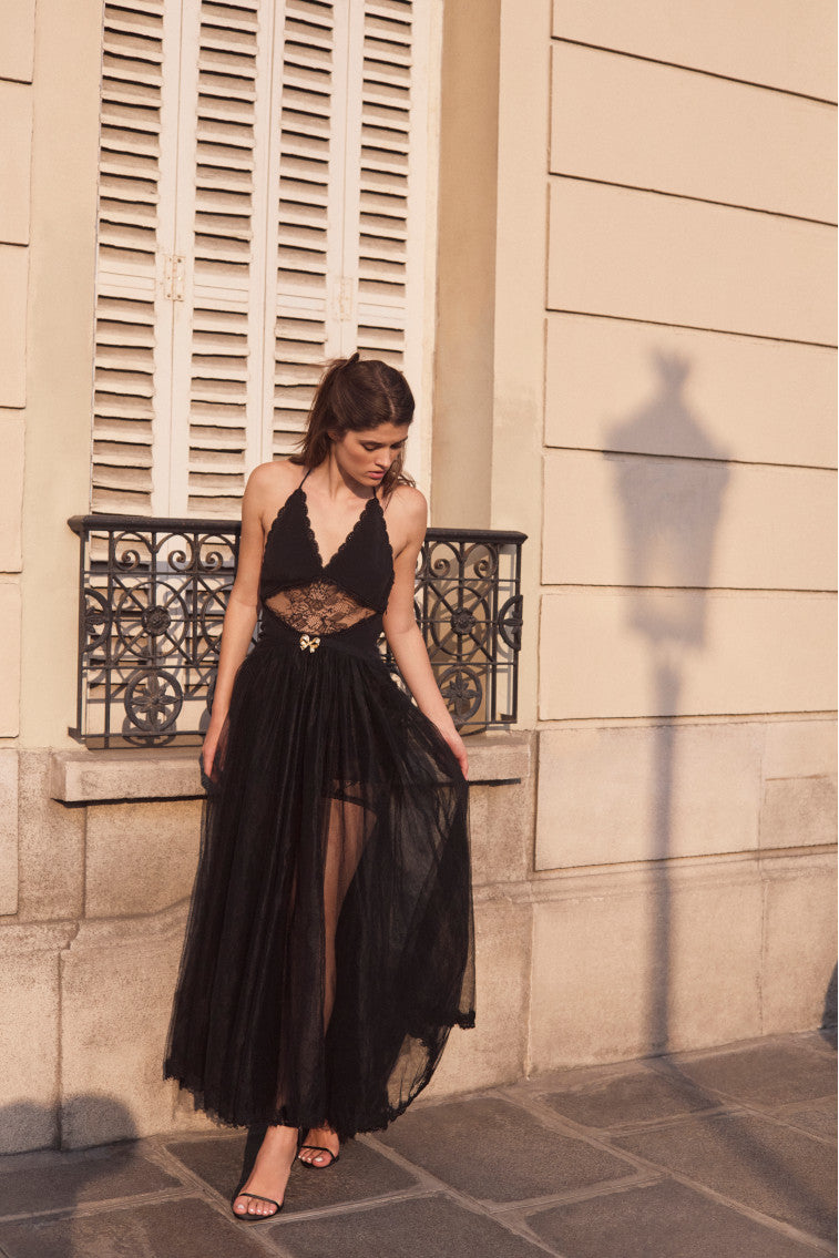 Serendipity Lace Maxi Halter Dress-morningim