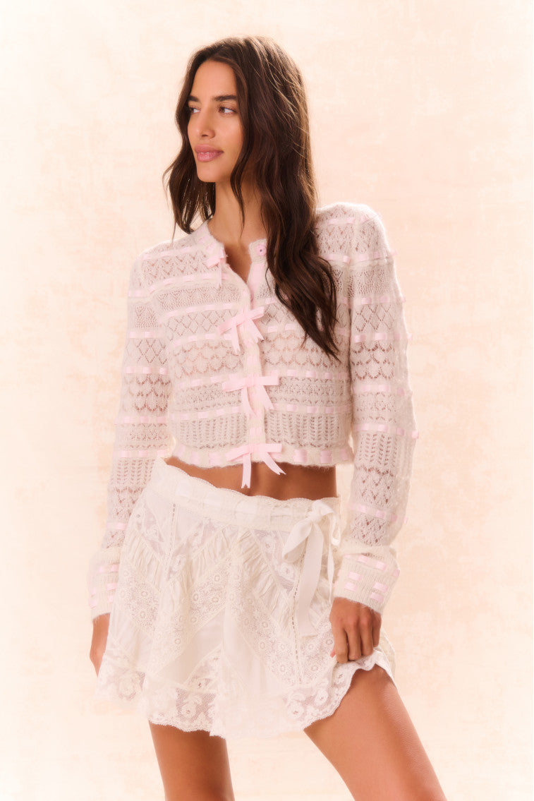 Roselline Bow-Detailed Knit Cardigan-morningim