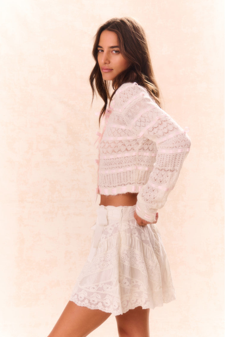 Roselline Bow-Detailed Knit Cardigan-morningim