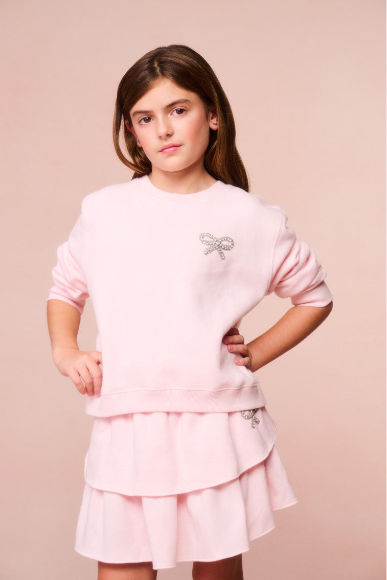 Girls Lumi Crystal Bow Fleece Pullover-morningim