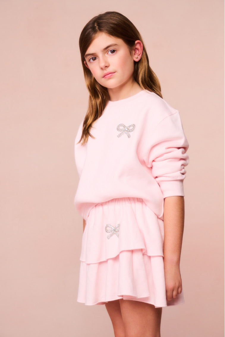 Girls Lumi Crystal Bow Fleece Pullover-morningim